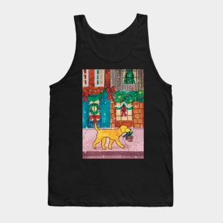 Christmas dog gift watercolor illustration Tank Top